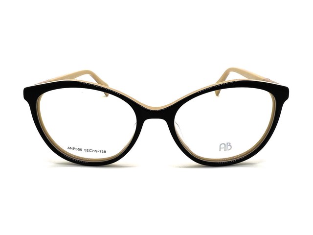 Montura Acetato Negro/Beige Ovalada