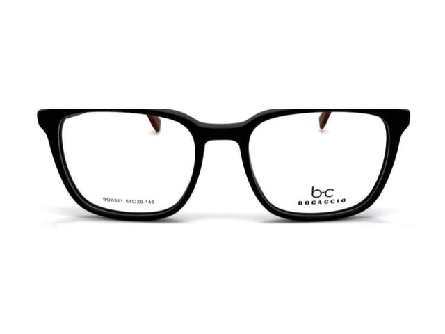 Montura Acetato Negro Brazo Rojo
